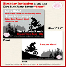 Load image into Gallery viewer, Dirt Bike Birthday Party Invitation Red Black Enduro Motocross Racing Motorcycle Track Girl Boy Boogie Bear Invitations Trent Theme Printed
