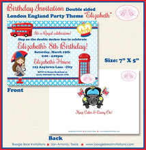 Load image into Gallery viewer, London England Birthday Party Invitation British Girl United Kingdom UK Boogie Bear Invitations Elizabeth Theme Paperless Printable Printed