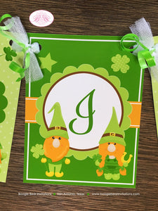 St. Patrick's Day Gnomes Happy Birthday Banner Party Boy Girl Lucky Green Orange 1st 2nd 3rd 4th 5th Boogie Bear Invitations Tristan Theme