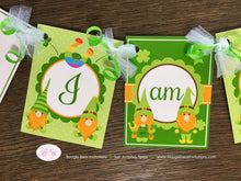 Load image into Gallery viewer, St. Patrick&#39;s Day Gnomes I am 1 Highchair Banner Birthday Party Boy Girl Lucky Green Shamrock Clover Boogie Bear Invitations Tristan Theme