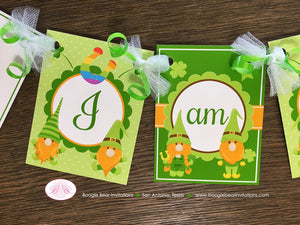 St. Patrick's Day Gnomes I am 1 Highchair Banner Birthday Party Boy Girl Lucky Green Shamrock Clover Boogie Bear Invitations Tristan Theme
