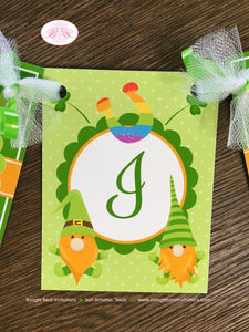 St. Patrick's Day Gnomes Party Small Banner Birthday Boy Girl Lucky Green Orange 1st 2nd 3rd 4th 5th Boogie Bear Invitations Tristan Theme