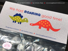 Load image into Gallery viewer, Little Dinosaur Birthday Party Treat Bag Toppers Folded Favor Boy Girl Red Green Blue Yellow Jurassic Boogie Bear Invitations Leland Theme