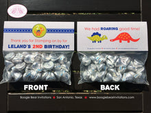 Load image into Gallery viewer, Little Dinosaur Birthday Party Treat Bag Toppers Folded Favor Boy Girl Red Green Blue Yellow Jurassic Boogie Bear Invitations Leland Theme