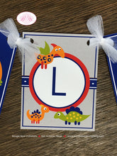 Load image into Gallery viewer, Little Dinosaur Party Small Banner Birthday Girl Boy 1st 2nd 3rd 4th Orange Navy Blue Red Green Yellow Boogie Bear Invitations Leland Theme
