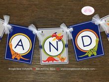 Load image into Gallery viewer, Little Dinosaur Party Small Banner Birthday Girl Boy 1st 2nd 3rd 4th Orange Navy Blue Red Green Yellow Boogie Bear Invitations Leland Theme