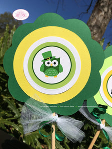 St. Patrick's Day Owls Party Centerpiece Sticks Girl Boy Lucky Green Forest Shamrock Clover Pot of Gold Boogie Bear Invitations Ashlyn Theme