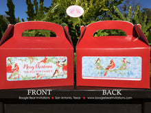Load image into Gallery viewer, Red Cardinal Bird Winter Treat Boxes Party Favor Tags Bag Box Girl Boy Green Gold Snow Christmas Cheer Boogie Bear Invitations Fulton Theme