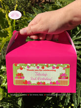 Load image into Gallery viewer, Pink Strawberry Birthday Party Treat Boxes Favor Tags Bag Girl Red Green Berry Strawberries Picking Boogie Bear Invitations Felicity Theme