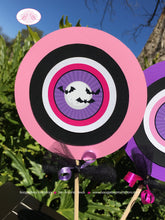 Load image into Gallery viewer, Pink Werewolf Birthday Party Centerpiece Sticks Halloween Girl Purple Lycanthrope Spooky Howl Full Moon Boogie Bear Invitations Sylvie Theme