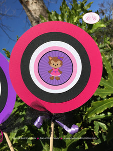 Pink Werewolf Birthday Party Centerpiece Sticks Halloween Girl Purple Lycanthrope Spooky Howl Full Moon Boogie Bear Invitations Sylvie Theme