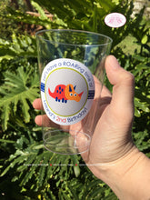 Load image into Gallery viewer, Little Dinosaur Birthday Party Beverage Cups Plastic Girl Boy Orange Navy Blue Red Green Yellow Stomp Boogie Bear Invitations Leland Theme