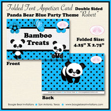 Load image into Gallery viewer, Blue Panda Bear Birthday Party Favor Card Tent Appetizer Place Food Boy Girl Black Butterfly Spot Zoo Boogie Bear Invitations Robert Theme