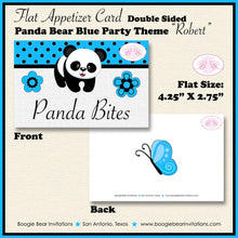 Load image into Gallery viewer, Blue Panda Bear Birthday Party Favor Card Tent Appetizer Place Food Boy Girl Black Butterfly Spot Zoo Boogie Bear Invitations Robert Theme