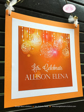 Load image into Gallery viewer, Orange Glowing Ornaments Door Banner Birthday Party Sweet 16 Happy Yellow Summer Dinner Dancing Formal Boogie Bear Invitations Allison Theme