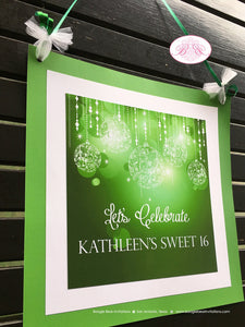 Green Glowing Ornaments Door Banner Birthday Party Sweet 16 Formal St. Patricks Day Christmas Holiday Boogie Bear Invitations Kathleen Theme