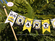 Load image into Gallery viewer, Dirt Bike Birthday Party Pennant Cake Banner Topper Flag Yellow Black Enduro Motocross Racing Race Boogie Bear Invitations Santiago Theme