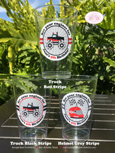 Load image into Gallery viewer, Monster Truck Birthday Party Beverage Cups Plastic Drink Boy Girl Red Black Demo Arena Racing Show Race Boogie Bear Invitations Juan Theme