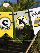 Load image into Gallery viewer, ATV Birthday Party Pennant Cake Banner Topper Flag Yellow Black All Terrain Vehicle Quad 4 Wheeler Race Boogie Bear Invitations Breck Theme