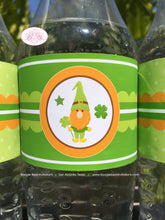 Load image into Gallery viewer, St. Patrick&#39;s Day Gnomes Party Bottle Wraps Wrappers Label Cover Birthday Boy Girl Green Shamrock Luck Boogie Bear Invitations Tristan Theme