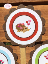 Load image into Gallery viewer, Valentines Day Woodland Party Cupcake Toppers Birthday Love Forest Animals Pink Fox Bear Deer Skunk Kid Boogie Bear Invitations Amelie Theme