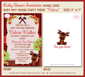 Little Moose Baby Shower Invitation Red Forest Girl Boy Woodland Animals Boogie Bear Invitations Valerie Theme Paperless Printable Printed