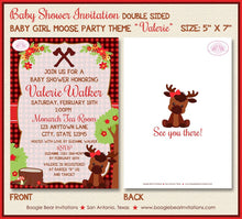 Load image into Gallery viewer, Little Moose Baby Shower Invitation Red Forest Girl Boy Woodland Animals Boogie Bear Invitations Valerie Theme Paperless Printable Printed