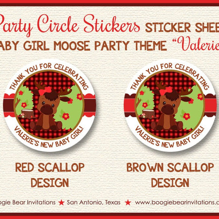 Little Moose Birthday Party Stickers Circle Sheet Round Boy Girl Forest Boy Girl Woodland Animals Calf Boogie Bear Invitations Valerie Theme