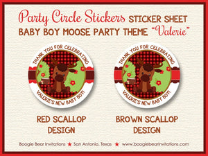 Little Moose Birthday Party Stickers Circle Sheet Round Boy Girl Forest Boy Girl Woodland Animals Calf Boogie Bear Invitations Valerie Theme