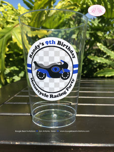 Blue Motorcycle Birthday Party Beverage Cups Plastic Drink Boy Girl Grand Prix Racing Enduro Race Track Boogie Bear Invitations Randy Theme