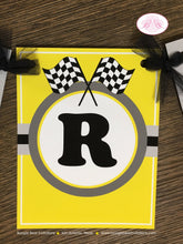 Load image into Gallery viewer, Yellow ATV Birthday Party Name Banner Black 4 Wheel Boy Girl 1st 2nd 3rd 4th 5th 6th 7th 8th 9th 10th Boogie Bear Invitations Breck Theme