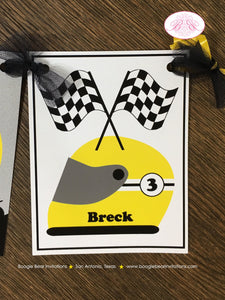 Yellow ATV Birthday Party Name Banner Black 4 Wheel Boy Girl 1st 2nd 3rd 4th 5th 6th 7th 8th 9th 10th Boogie Bear Invitations Breck Theme
