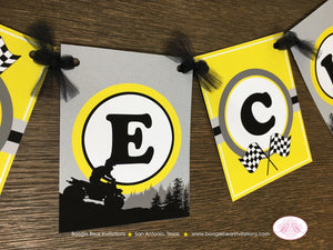 Yellow ATV Birthday Party Name Banner Black 4 Wheel Boy Girl 1st 2nd 3rd 4th 5th 6th 7th 8th 9th 10th Boogie Bear Invitations Breck Theme