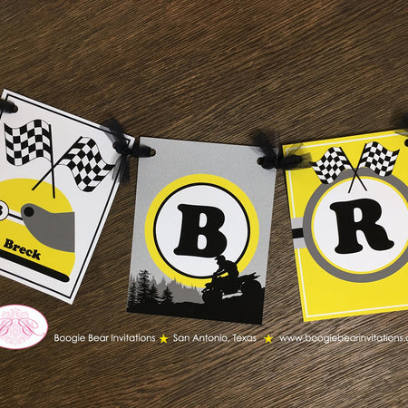 Yellow ATV Birthday Party Name Banner Black 4 Wheel Boy Girl 1st 2nd 3rd 4th 5th 6th 7th 8th 9th 10th Boogie Bear Invitations Breck Theme