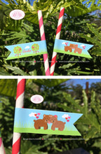 Load image into Gallery viewer, Valentines Day Woodland Party Straws Pennant Paper Birthday Love Boy Girl Red Pink Heart Love Forest Boogie Bear Invitations Amelie Theme