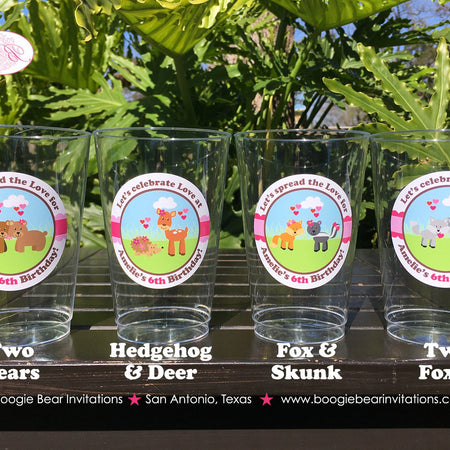 Valentines Day Woodland Party Beverage Cups Plastic Birthday Love Boy Girl Forest Woodland Red Pink Boogie Bear Invitations Amelie Theme