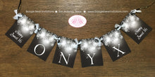 Load image into Gallery viewer, Sweet 16 Birthday Party Name Banner Glowing Ornaments Black White Grey Gray Silver Girl 21st 16th 30th Boogie Bear Invitations Onyx Theme