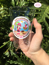 Load image into Gallery viewer, Pink Pirate Party Beverage Cups Plastic Drink Birthday Girl Ocean Ship Loot Boat Sea Island Swimming Boogie Bear Invitations Angelica Theme
