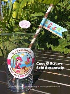 Pink Pirate Party Beverage Cups Plastic Drink Birthday Girl Ocean Ship Loot Boat Sea Island Swimming Boogie Bear Invitations Angelica Theme