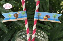 Load image into Gallery viewer, Pink Pirate Birthday Party Paper Straws Pennant Girl Ocean Ship Buried Treasure Hunt Boat Hawaii Swim Boogie Bear Invitations Angelica Theme