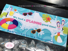 Load image into Gallery viewer, Splash Bash Birthday Party Treat Bag Toppers Folded Favor Pool Swimming Swim Ocean Beach Summer Pink Boogie Bear Invitations Danielle Theme