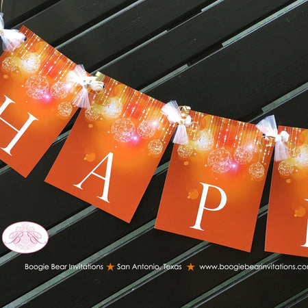 Glowing Ornament Happy Birthday Banner Party Sweet 16 Orange Yellow Red 16th 21st 30th 40th 50th 60th Boogie Bear Invitations Allison Theme