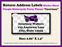 Load image into Gallery viewer, Purple Motorcycle Birthday Party Invitation Girl Race Motocross Enduro Boogie Bear Invitations Courtney Theme Paperless Printable Printed