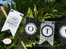 Load image into Gallery viewer, Mr. Wonderful Party Pennant Cake Banner Topper Flag Onederful Black Silver White Polka Dot Happy Birthday Boogie Bear Invitations Otis Theme