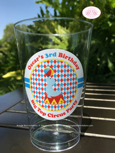 Circus Animals Birthday Party Beverage Cups Plastic Drink Girl Boy Red Blue Yellow Big Top Show Showman Boogie Bear Invitations Oscar Theme