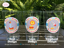 Load image into Gallery viewer, Circus Animals Birthday Party Beverage Cups Plastic Drink Girl Boy Red Blue Yellow Big Top Show Showman Boogie Bear Invitations Oscar Theme