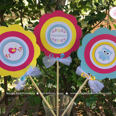 Woodland Birds Owls Baby Shower Centerpiece Set Party Woodland Animals Forest Boy Girl Hoot Tweet Outdoor Boogie Bear Invitations Lola Theme