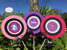 Load image into Gallery viewer, Pink Werewolf Birthday Party Centerpiece Sticks Halloween Girl Purple Lycanthrope Spooky Howl Full Moon Boogie Bear Invitations Sylvie Theme