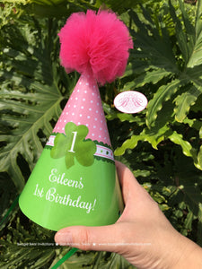 Pink Lucky Charm Birthday Party Hat Little Green Shamrock St. Patrick's Day Girl 4 Left Clover Ribbon Polka Dot Invitations Eileen Theme