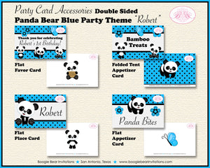 Blue Panda Bear Birthday Party Favor Card Tent Appetizer Place Food Boy Girl Black Butterfly Spot Zoo Boogie Bear Invitations Robert Theme